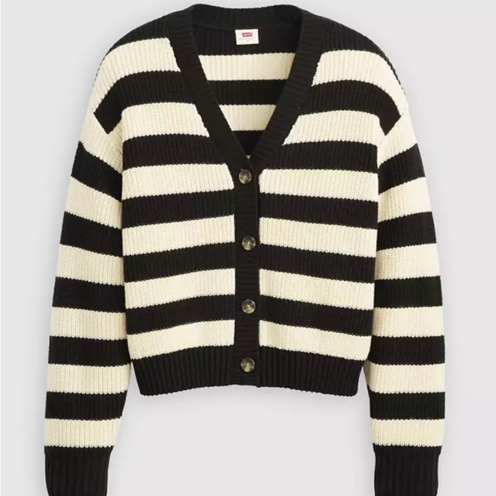 New with Tags - Levi's Black and White Striped Cardigan